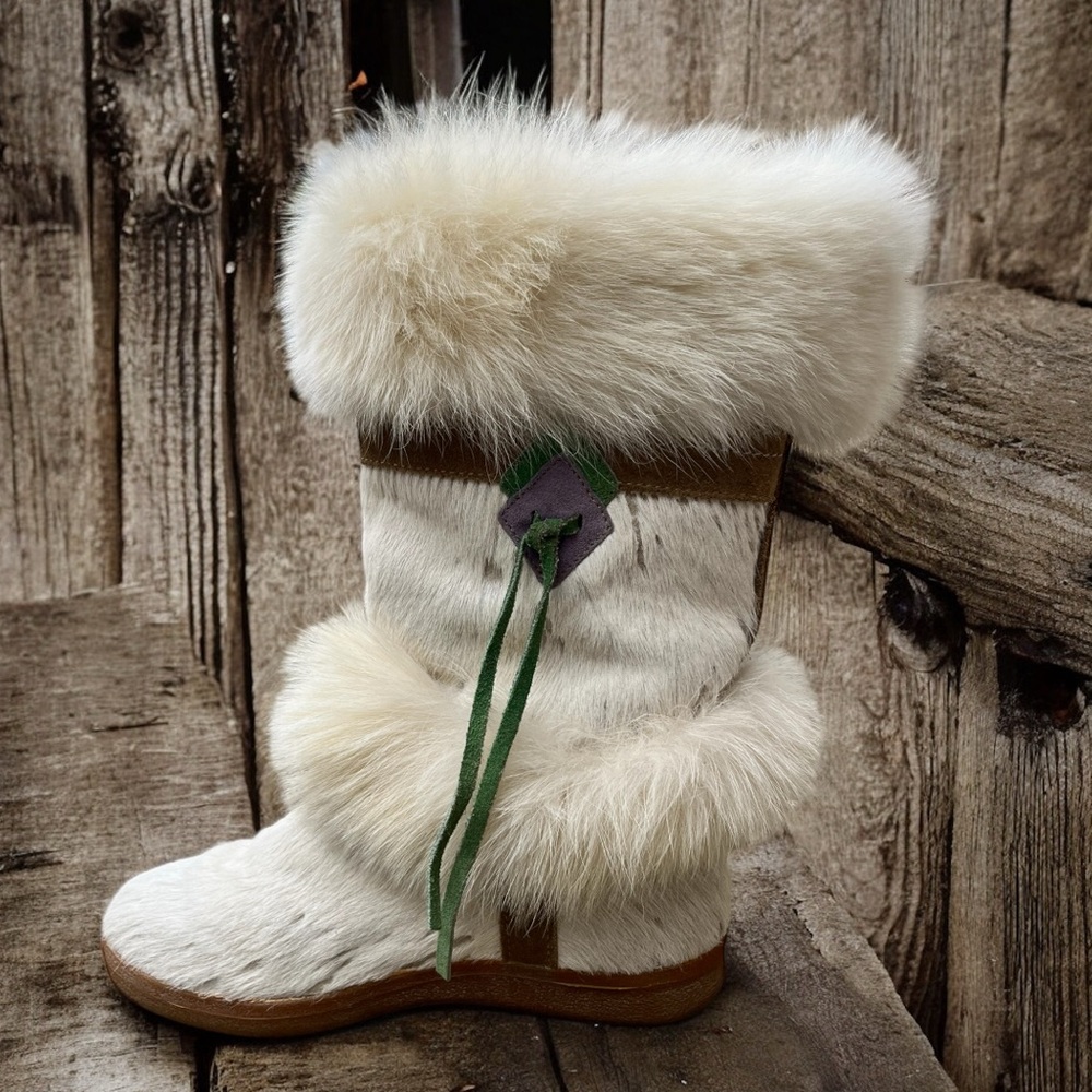 NWT Dalbello Diavolezza White Fur Boots Calf Hair & Real Fox Size 6.5 - Picture 6 of 7